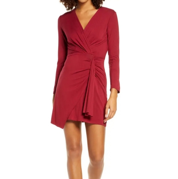 Fraiche Dresses & Skirts - Red Fraiche Faux Wrap Dress Size Small
